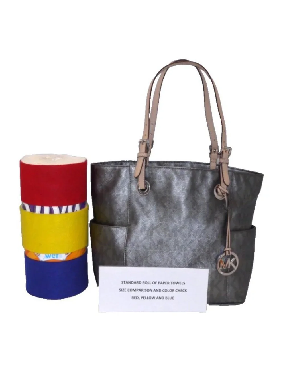 Michael Michael Kors brown-ish gray tote shoulder bag & matching wristlet wallet